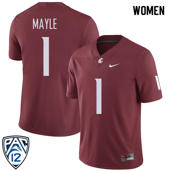 Women #1 Vince Mayle Washington State Cougars College Football Jerseys Sale-Crimson